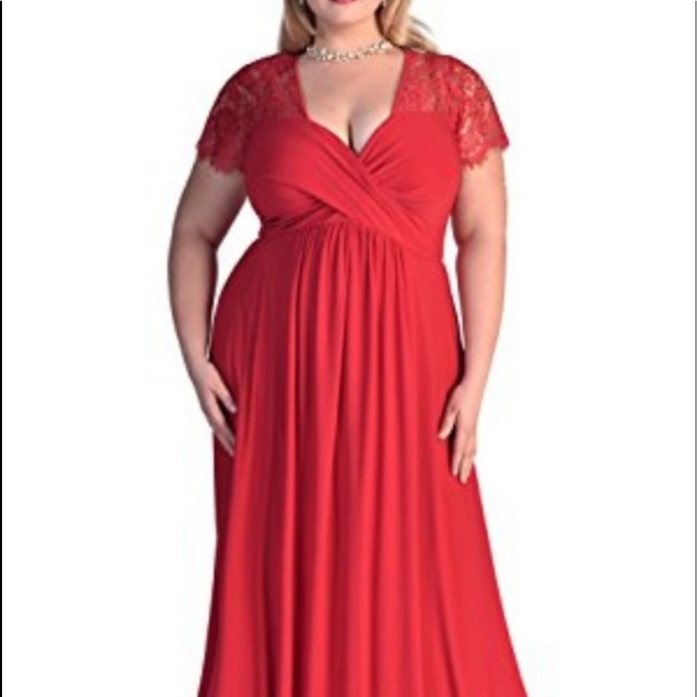 NWT IGIGI Monica Full Length Gown Dress Red Plus Sz 14/16